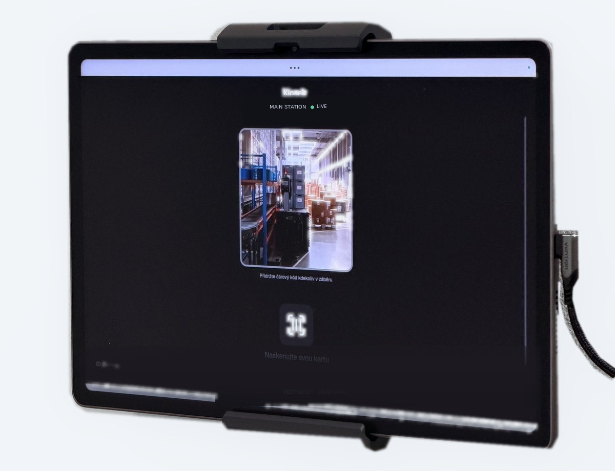 FECT Kiosk running on a standard wall-mounted tablet